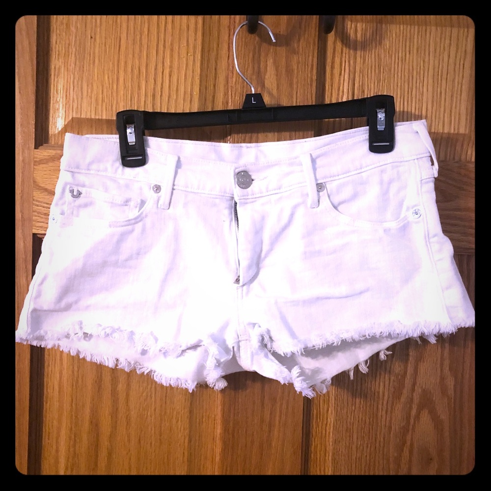 True Religion White Jean Shorts
